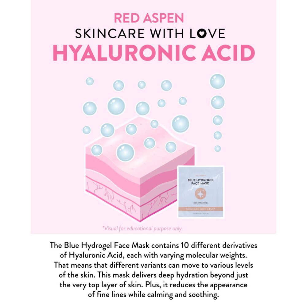 Red Aspen Blue Hydrogel Face Mask Hydrating Hyaluronic Acid Skincare NEW